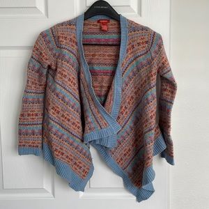 Super Soft Open Front Cropped Multi-Color Pastel 3/4 Length Sleeve Cardigan